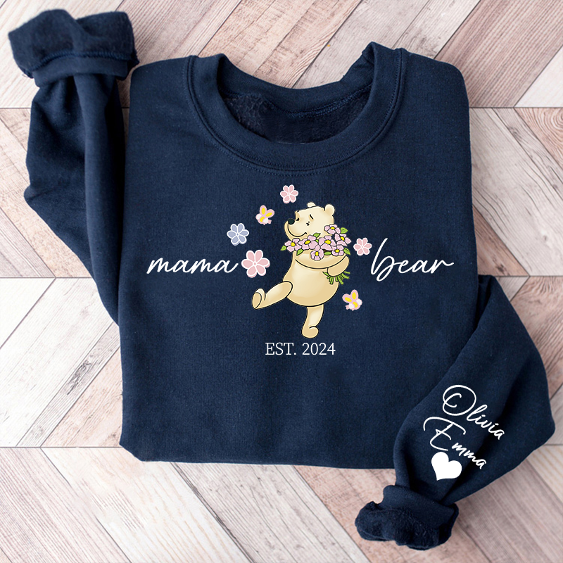 Custom Lovely Mama| Papa Bear Shirt with Kid Name on Sleeve, Mothers Day Gift