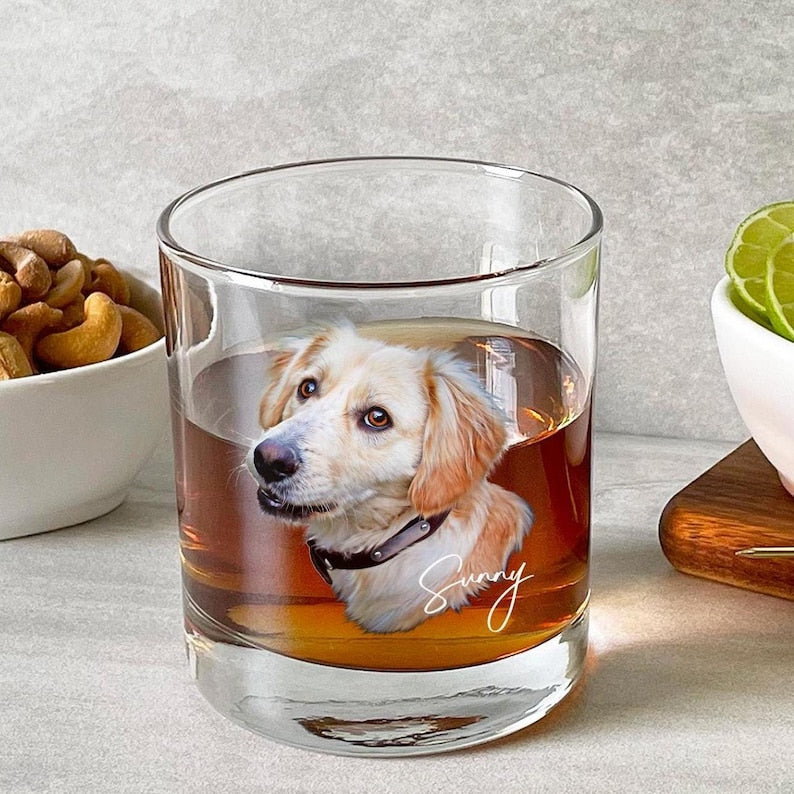 Custom Pet Portrait Whiskey Glass