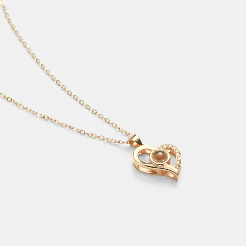 Heart Drop Picture Projection Necklace