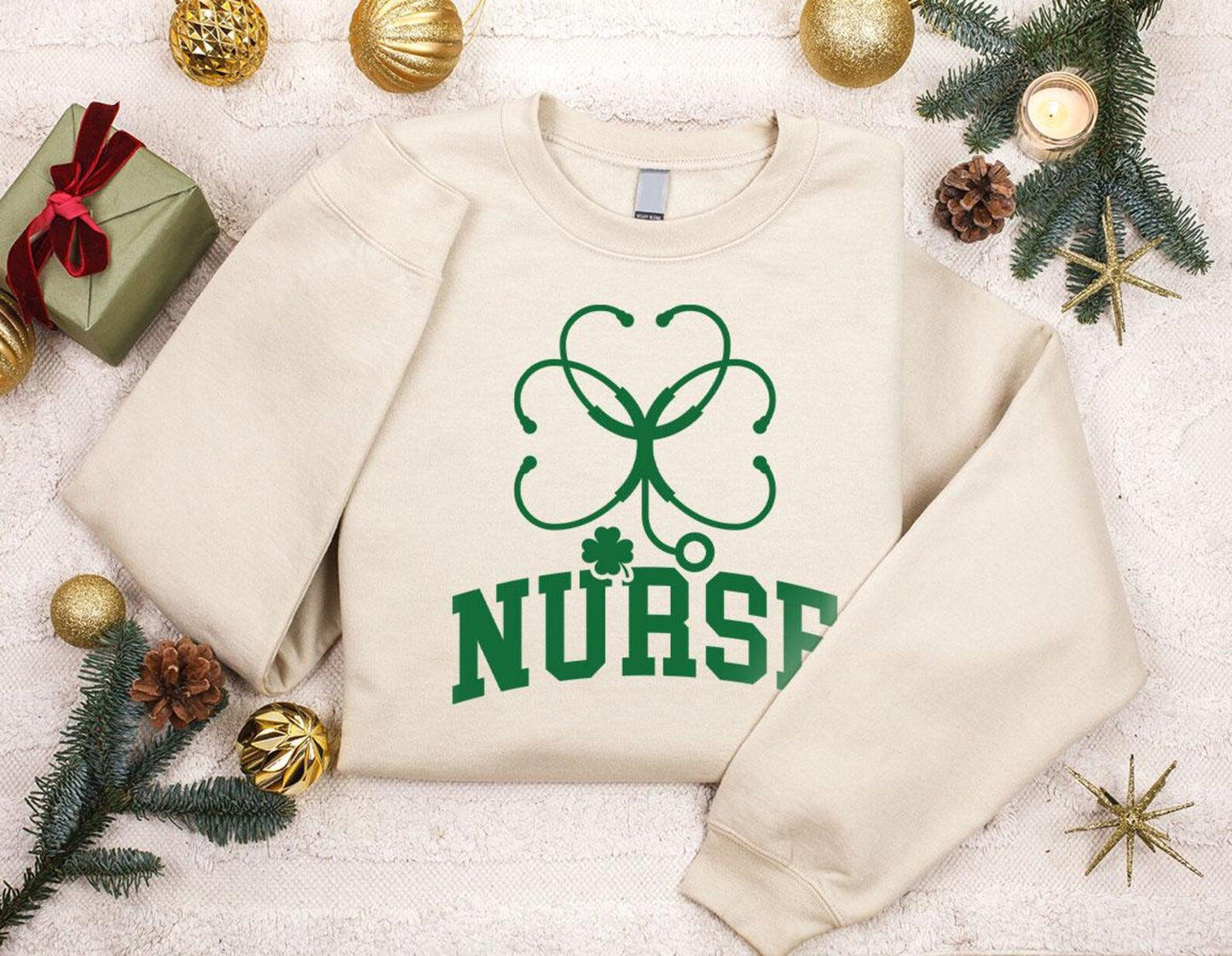 St. Patrick's Lucky Stethoscope Sweatshirt, Irish Nurse Long sleeve, Nurse Stethoscope Hoodie, Doctor Stethoscope Sweatshirt