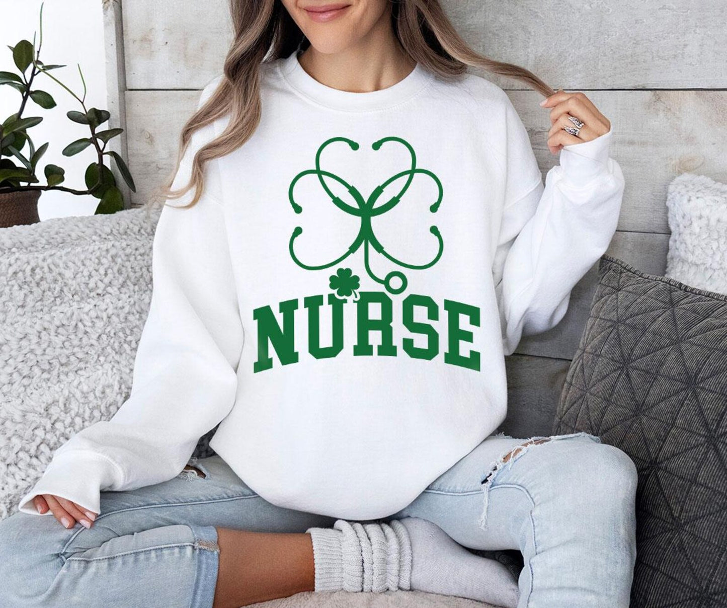 St. Patrick's Lucky Stethoscope Sweatshirt, Irish Nurse Long sleeve, Nurse Stethoscope Hoodie, Doctor Stethoscope Sweatshirt