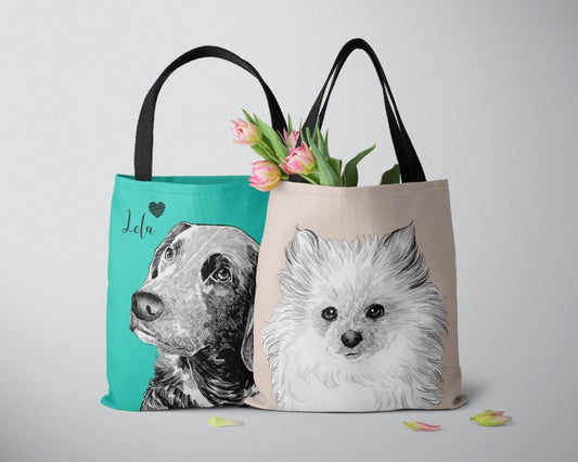 Custom pet portrait tote bag, custom dog tote bag, pet tote bag, custom shopping bag, personalized tote bag, custom dog portrait tote bag