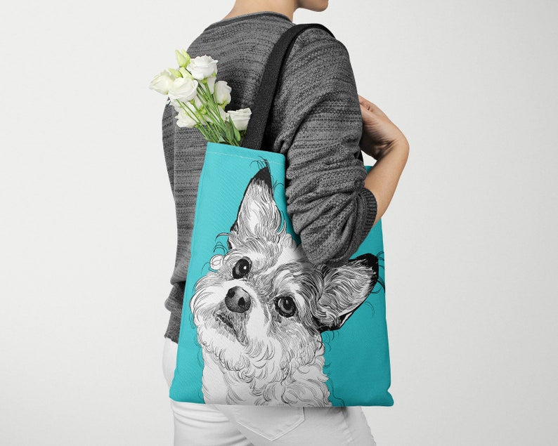 Custom pet portrait tote bag, custom dog tote bag, pet tote bag, custom shopping bag, personalized tote bag, custom dog portrait tote bag