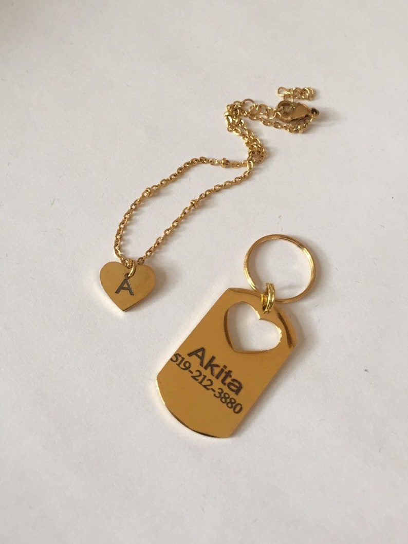 Pet love dog ID tag and bracelet set