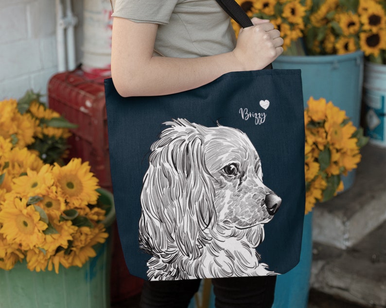 Custom pet portrait tote bag, custom dog tote bag, pet tote bag, custom shopping bag, personalized tote bag, custom dog portrait tote bag