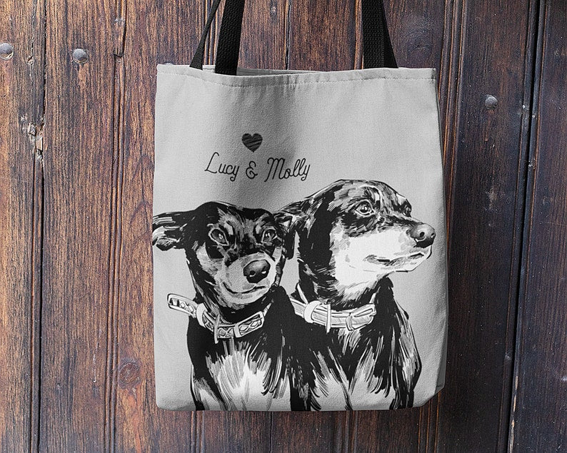 Custom pet portrait tote bag, custom dog tote bag, pet tote bag, custom shopping bag, personalized tote bag, custom dog portrait tote bag