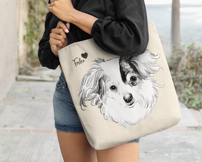 Custom pet portrait tote bag, custom dog tote bag, pet tote bag, custom shopping bag, personalized tote bag, custom dog portrait tote bag