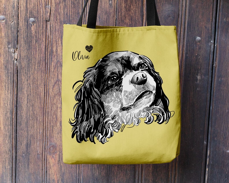 Custom pet portrait tote bag, custom dog tote bag, pet tote bag, custom shopping bag, personalized tote bag, custom dog portrait tote bag