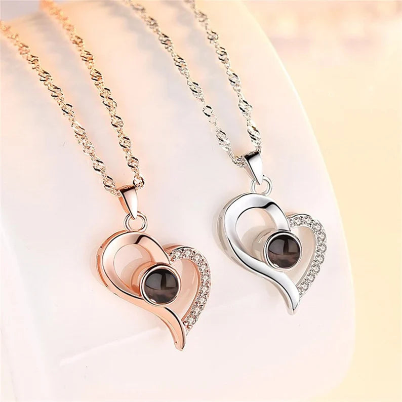 Heart Drop Picture Projection Necklace