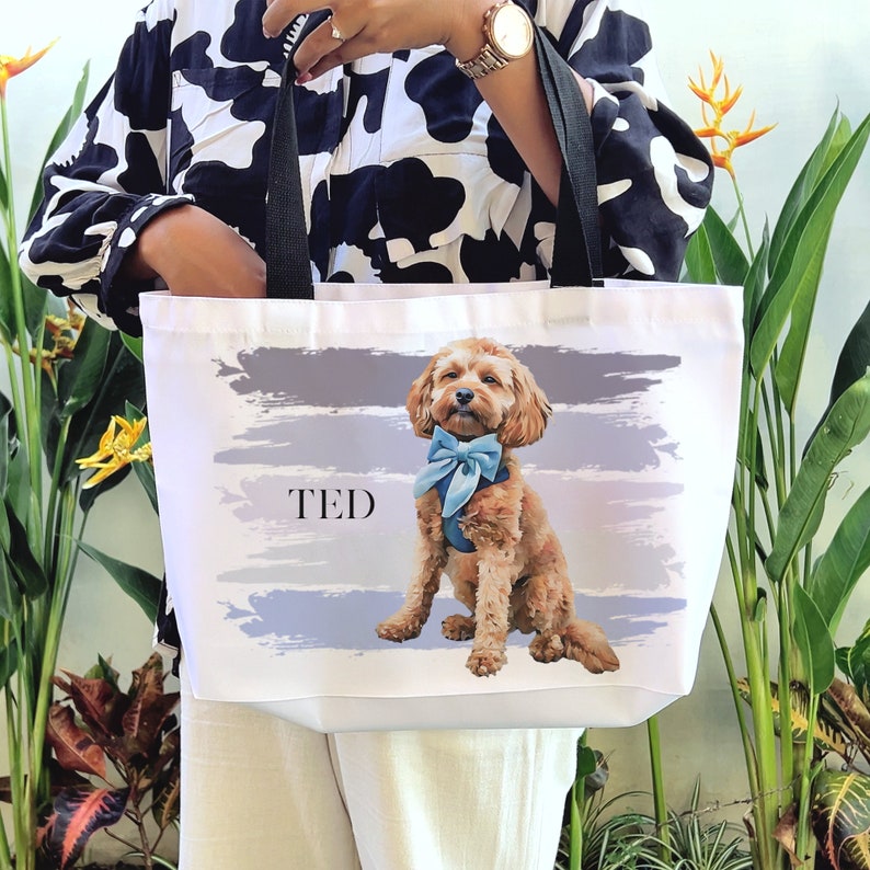 Custom Pet Portrait Tote Bag | Personalized Shopping Bag | Birthday Gifts Dog Lovers | Memorial Gift Pet Owners