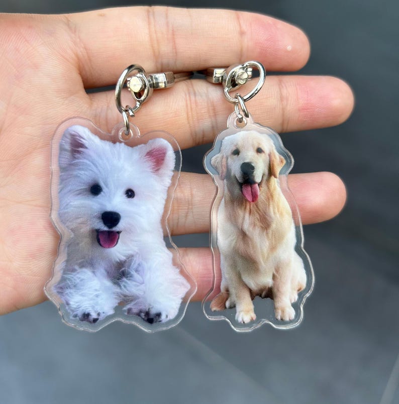 Custom Cat Keychain, Pet Portrait Keychain, Personalized Pet Photo Keychain, Cat Memorial Gift, Holiday Gift for Pet Lovers, Dog Keychain