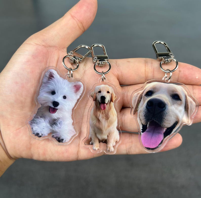 Custom Cat Keychain, Pet Portrait Keychain, Personalized Pet Photo Keychain, Cat Memorial Gift, Holiday Gift for Pet Lovers, Dog Keychain