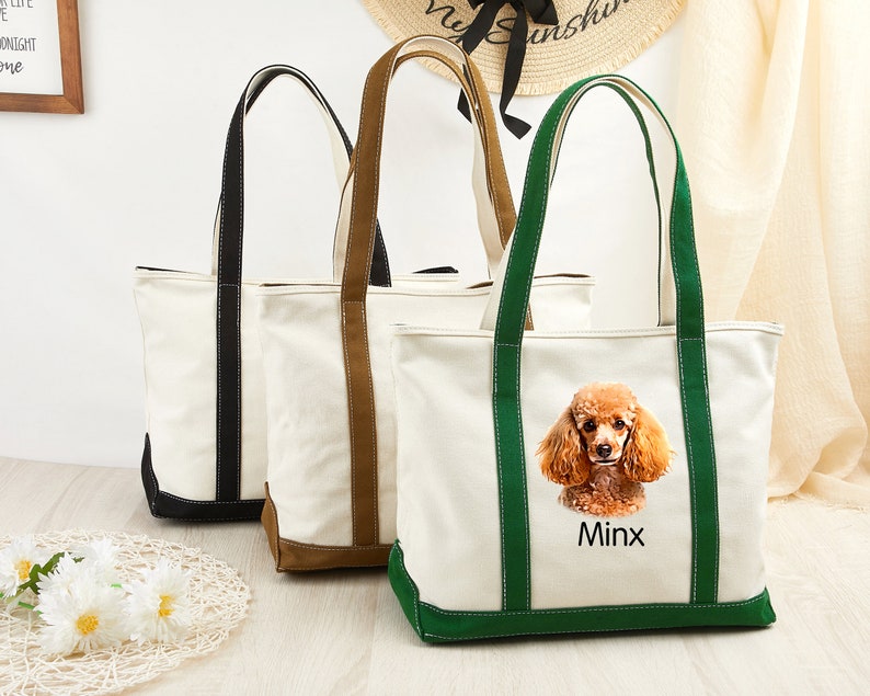 Personalized Dog Tote Bag, Customized Dog Travel Bag, Canvas Tote Bag for Cat, Pet Portrait Bag, Custom Logo Tote Bag, Photo Tote Bag