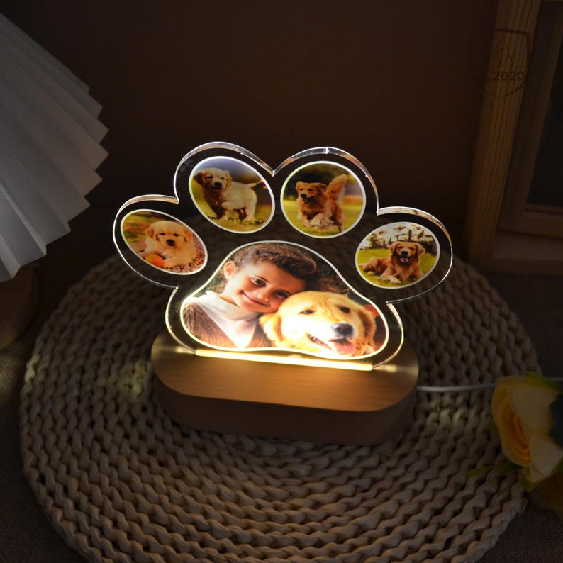 Custom Dog Photo Night Light, Dog Memorial Gifts, Light Up Pet Memorial Plaque, Custom Photo Gift, Personalized Gift for Pet Loss