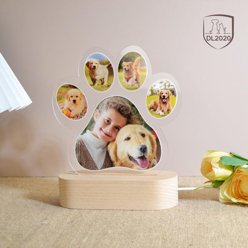 Custom Dog Photo Night Light, Dog Memorial Gifts, Light Up Pet Memorial Plaque, Custom Photo Gift, Personalized Gift for Pet Loss