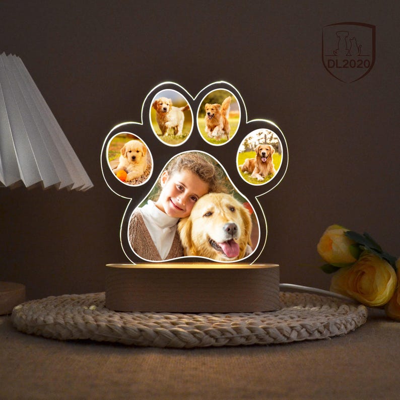 Custom Dog Photo Night Light, Dog Memorial Gifts, Light Up Pet Memorial Plaque, Custom Photo Gift, Personalized Gift for Pet Loss