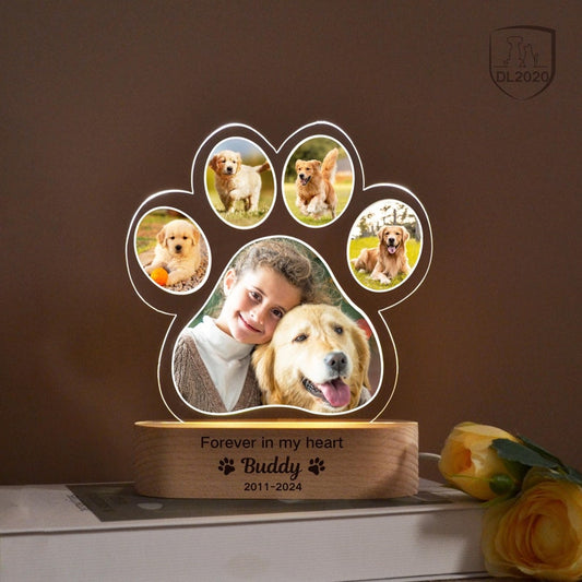 Custom Dog Photo Night Light, Dog Memorial Gifts, Light Up Pet Memorial Plaque, Custom Photo Gift, Personalized Gift for Pet Loss