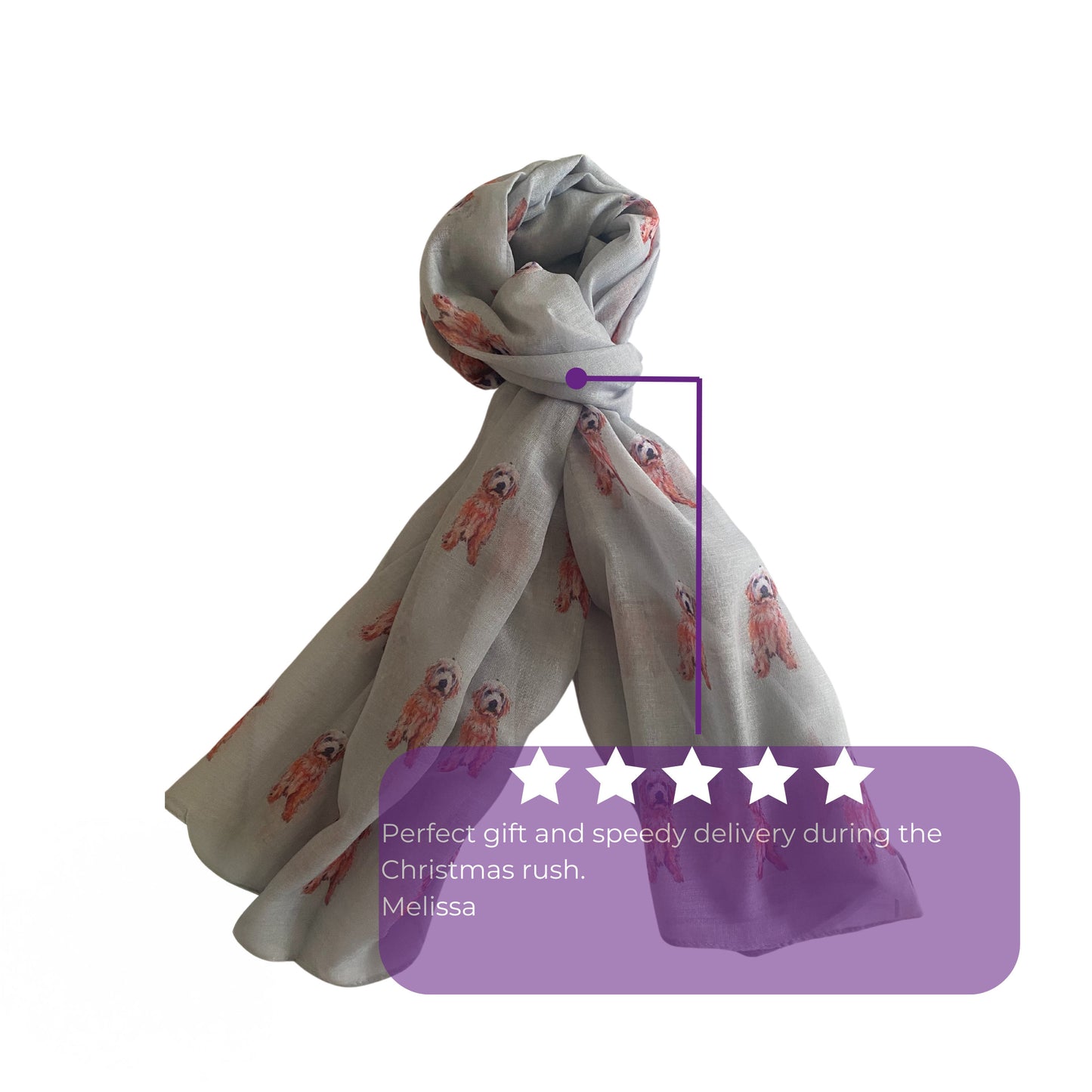 Scarf Ladies Doodle Dog Print Shawl Wrap Available in Cream and Grey